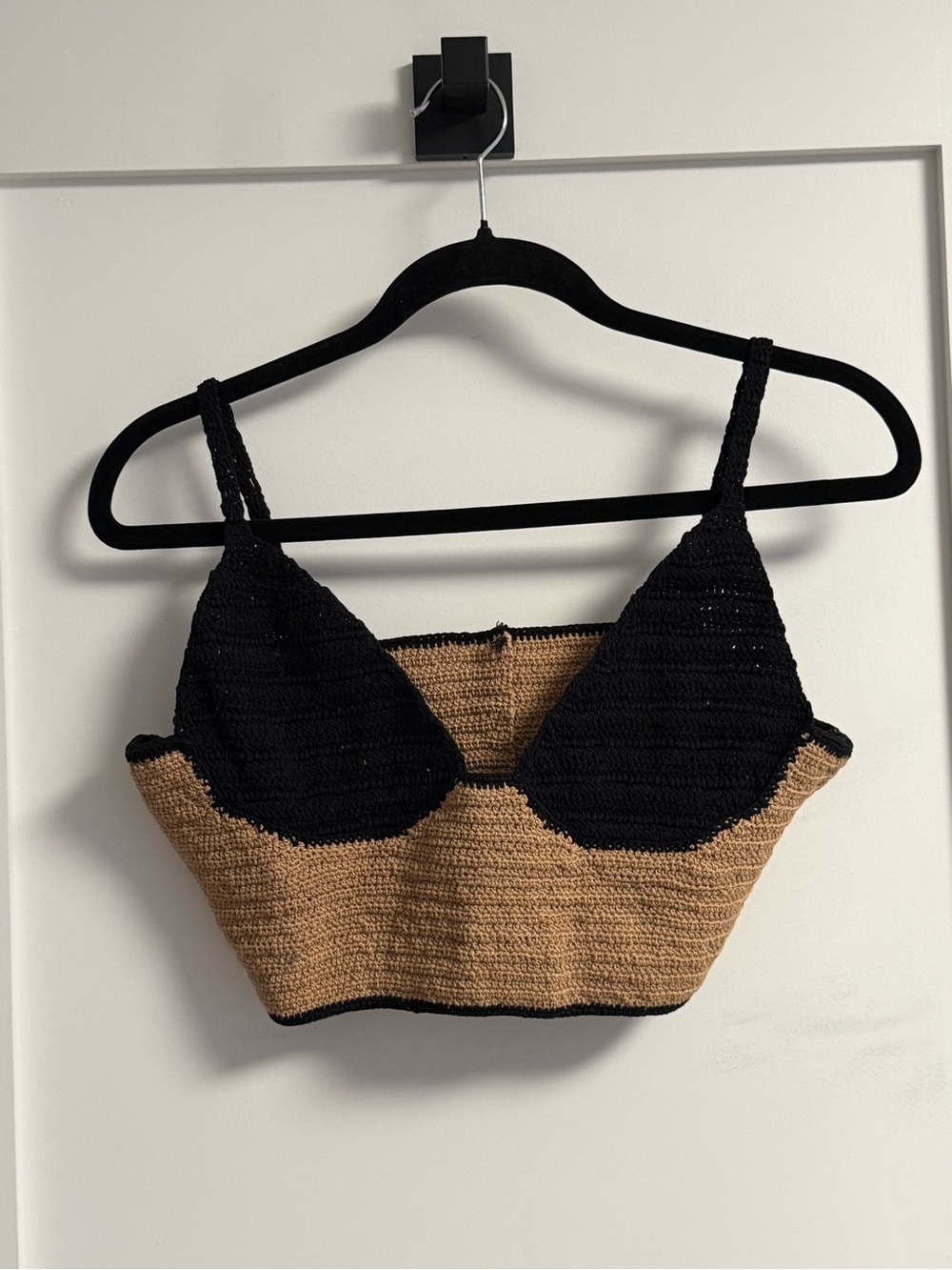 Albus Lumen Black and Tan Crochet Bralette Top - Picture 2 of 6